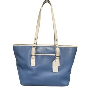 Coach Blue Leather Market Tote Purse Silver Buckle Hardware Y2K Vintage 9847